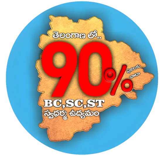 తెలంగాణలో 90% ప్రజలకు వాటా · BC SC ST స్వధర్మ ఉద్యమం